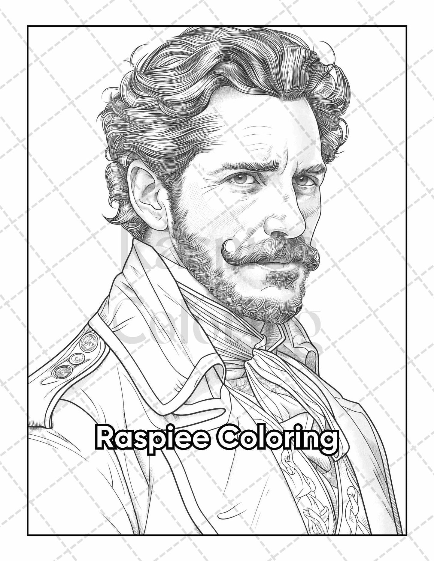 50 Victorian Portrait Adult Coloring Pages Printable PDF Instant Download