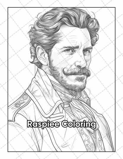 50 Victorian Portrait Adult Coloring Pages Printable PDF Instant Download