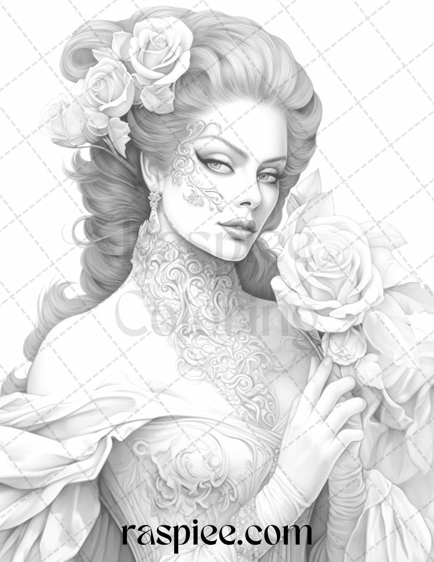 Phantom of the Opera Grayscale Coloring Pages Printable for Adults, PDF File Instant Download