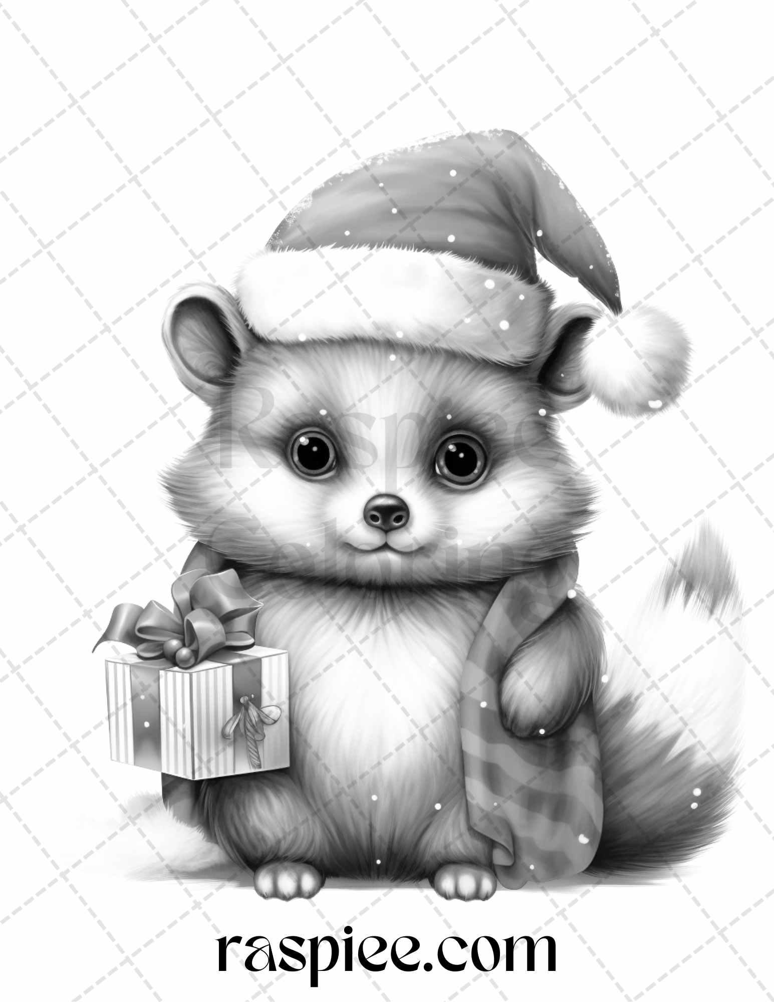 70 Christmas Critters Grayscale Coloring Pages Printable for Adults and Kids, PDF File Instant Download