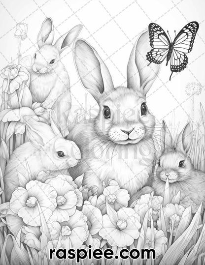 55 Enchanting Spring Animals Grayscale Adult Coloring Pages, Printable PDF Instant Download
