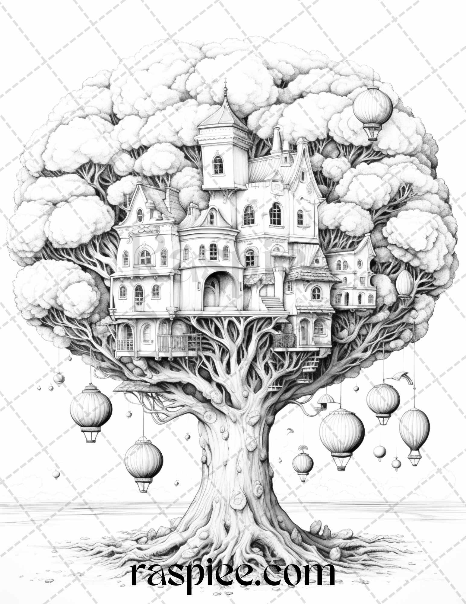 60 Enchanting Surrealism Grayscale Coloring Pages Printable for Adults, PDF File Instant Download