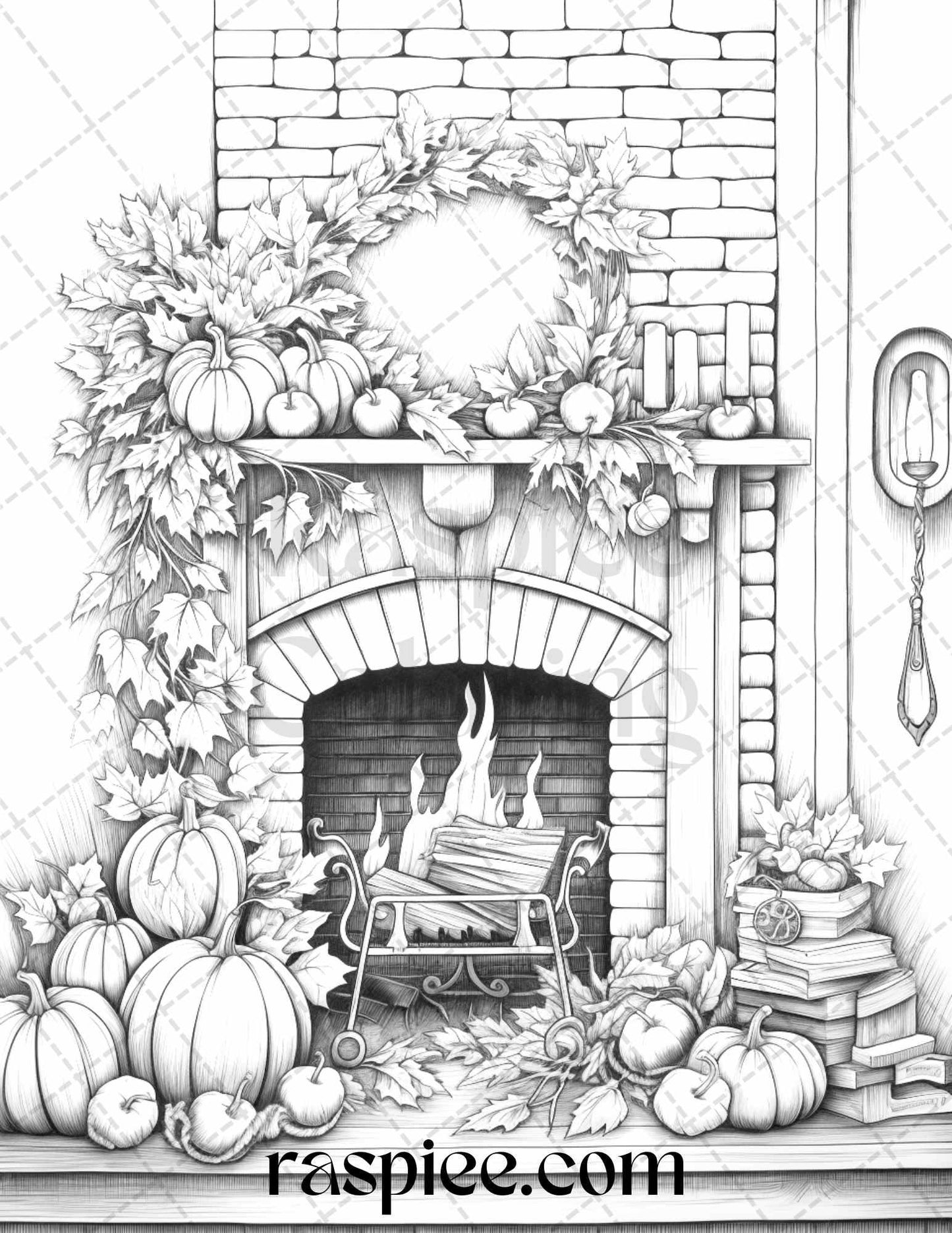 Autumn Vibes Grayscale Coloring Pages Printable for Adults, PDF File Instant Download
