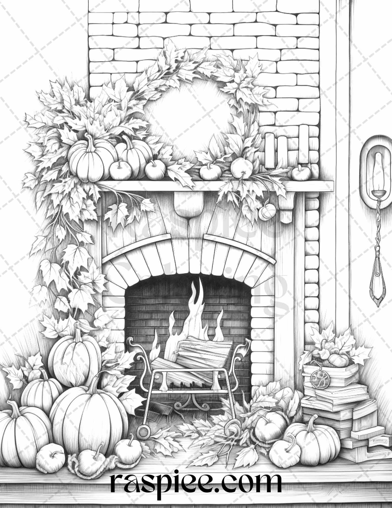 Autumn Vibes Grayscale Coloring Pages Printable for Adults, PDF File Instant Download