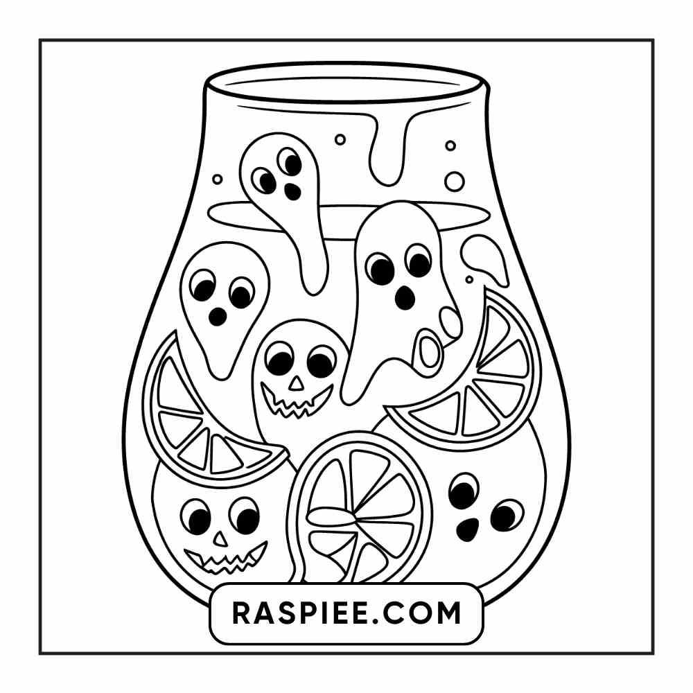 100 Bold Easy Spooky Food & Drinks Coloring Pages Printable PDF Instant Download