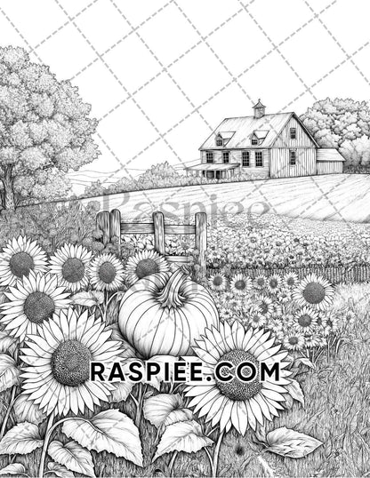 Fall Flowers Adult Coloring Pages Printable PDF Instant Download
