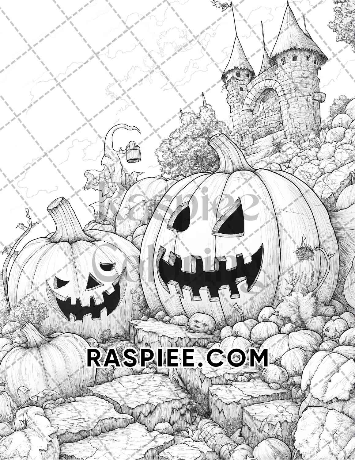 Halloween Surreal Adult Coloring Pages Printable PDF Instant Download