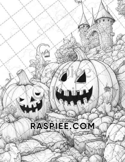 Halloween Surreal Adult Coloring Pages Printable PDF Instant Download