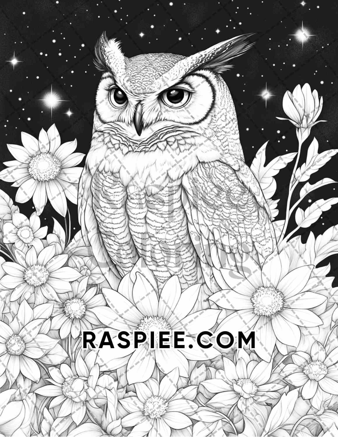Flowers and Birds Adult Coloring Pages Printable PDF Instant Download