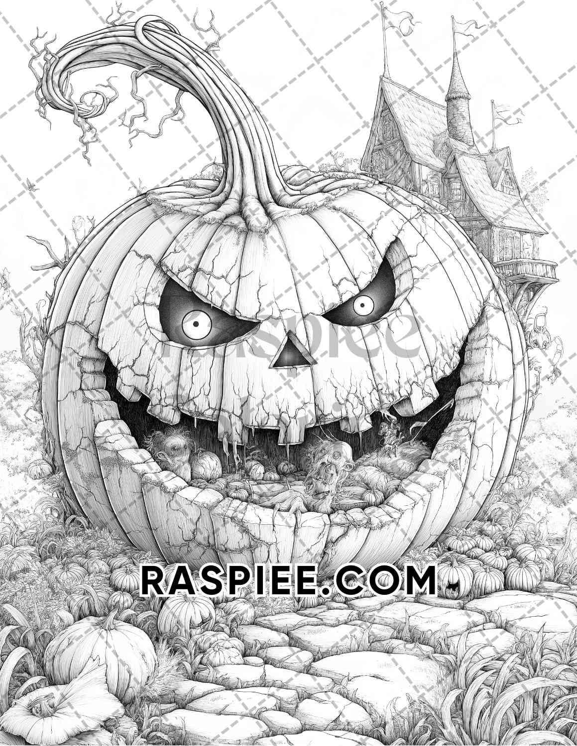 Halloween Surreal Adult Coloring Pages Printable PDF Instant Download
