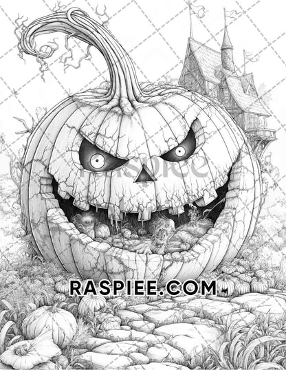 Halloween Surreal Adult Coloring Pages Printable PDF Instant Download