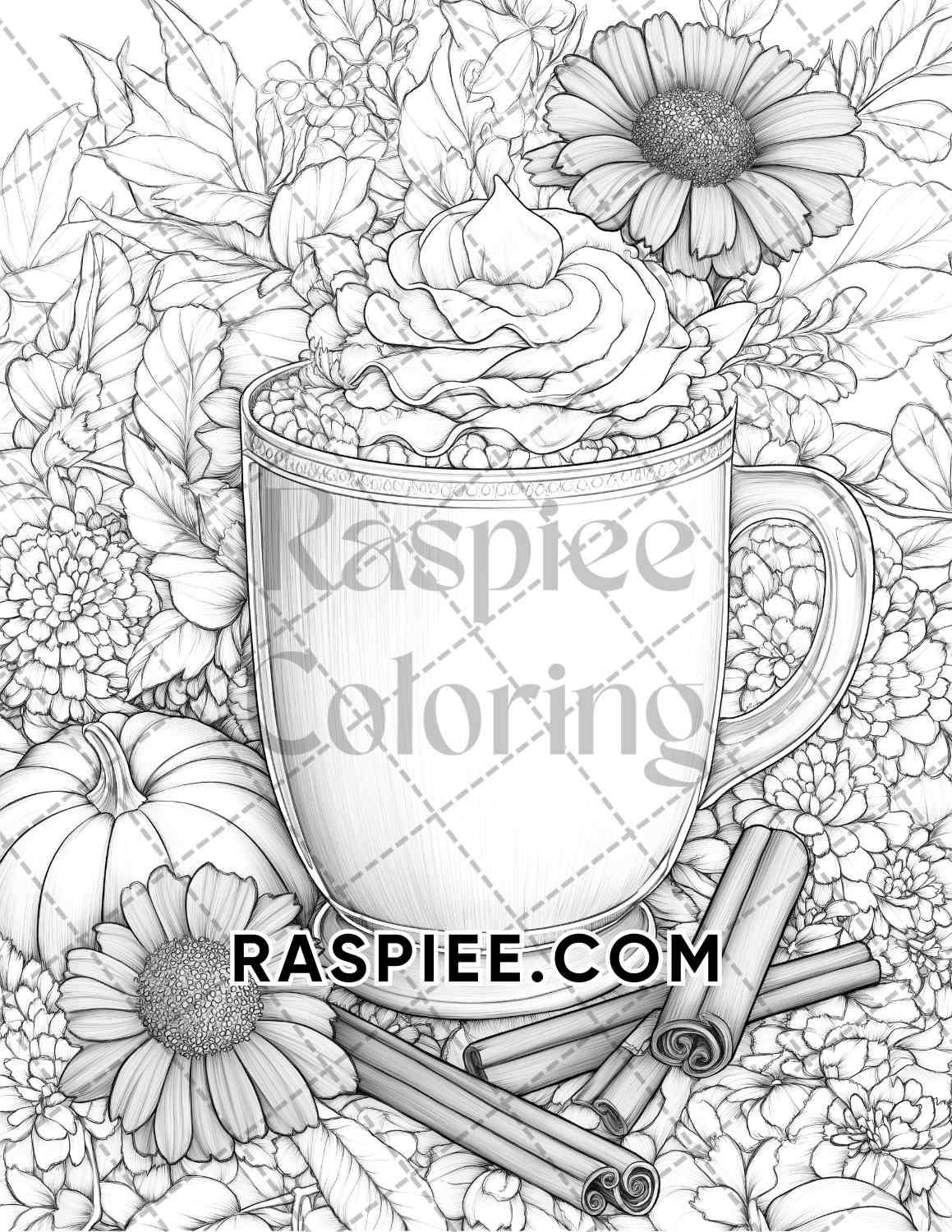 Fall Flowers Adult Coloring Pages Printable PDF Instant Download