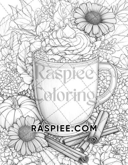 Fall Flowers Adult Coloring Pages Printable PDF Instant Download