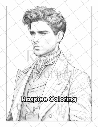 50 Victorian Portrait Adult Coloring Pages Printable PDF Instant Download