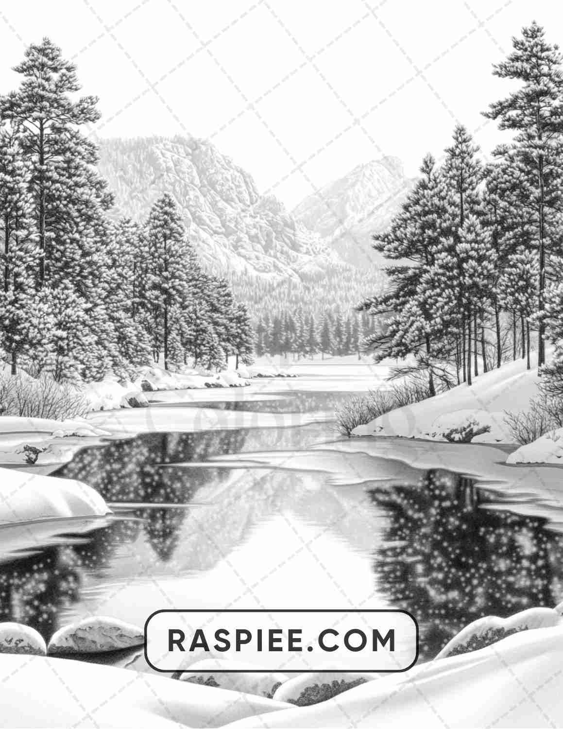 82 Winter Landscapes Adult Coloring Pages