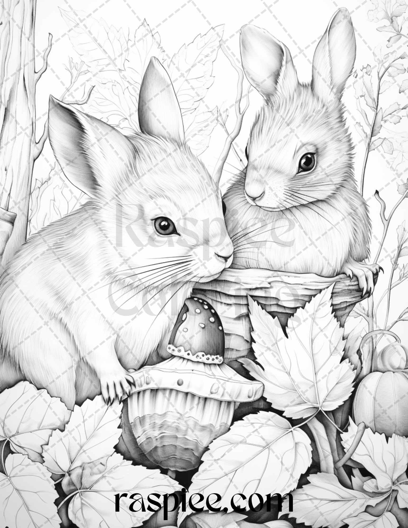 Autumn Vibes Grayscale Coloring Pages Printable for Adults, PDF File Instant Download