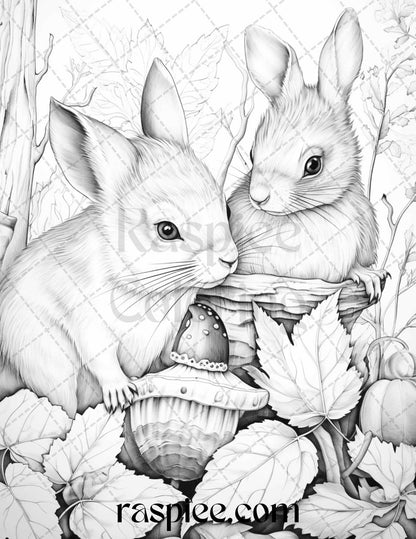 Autumn Vibes Grayscale Coloring Pages Printable for Adults, PDF File Instant Download