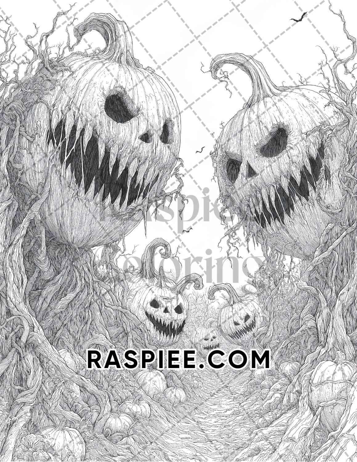 Halloween Surreal Adult Coloring Pages Printable PDF Instant Download