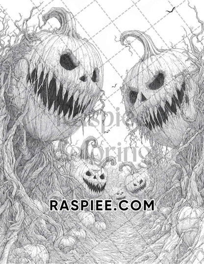 Halloween Surreal Adult Coloring Pages Printable PDF Instant Download