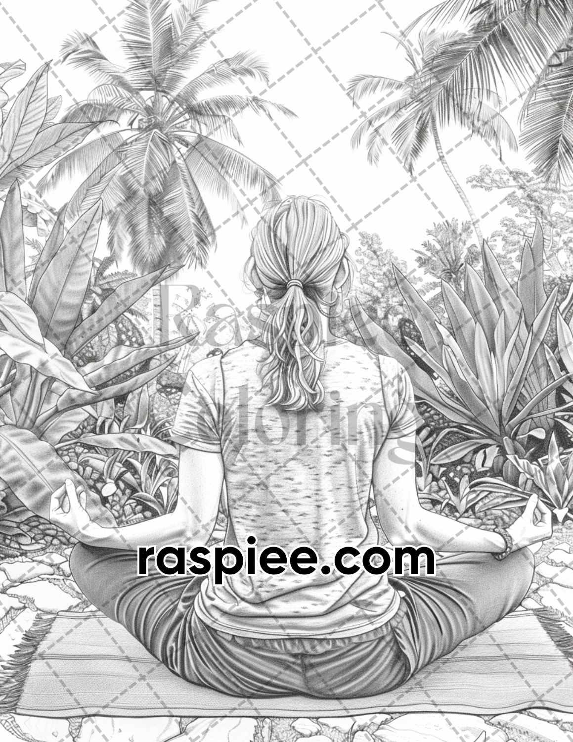 62 Relaxing Summer Grayscale Adult Coloring Pages Printable PDF Instant Download