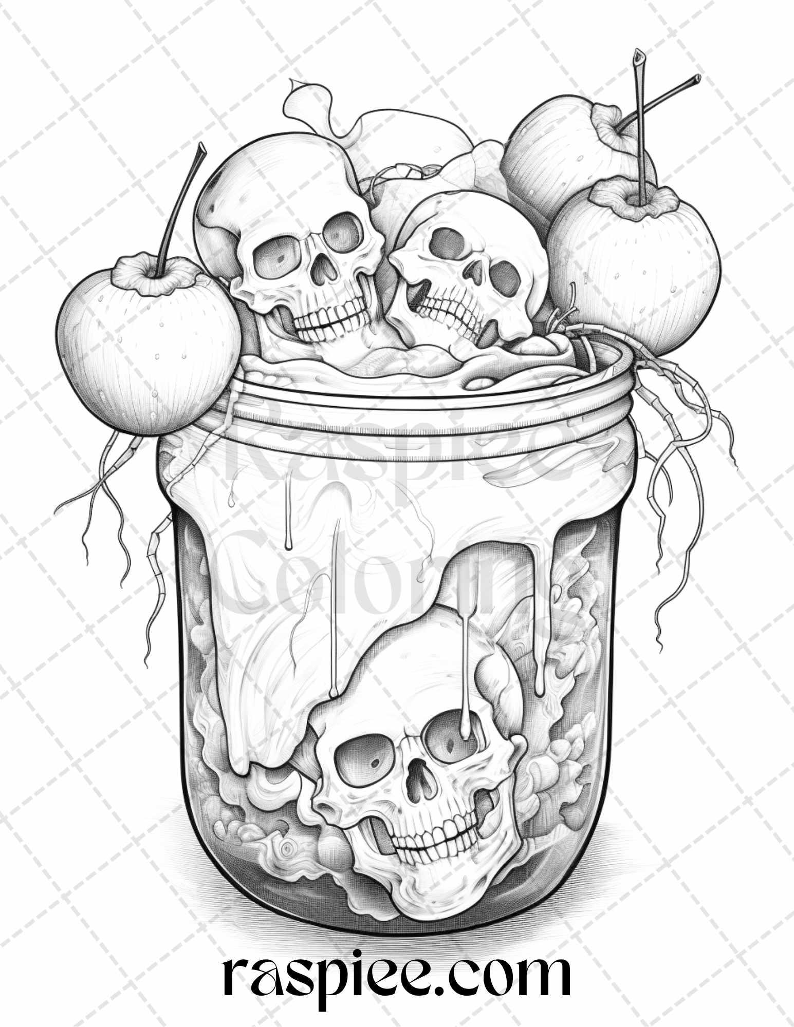 68 Halloween Spooky Desserts Grayscale Coloring Pages Printable for Adults, PDF File Instant Download