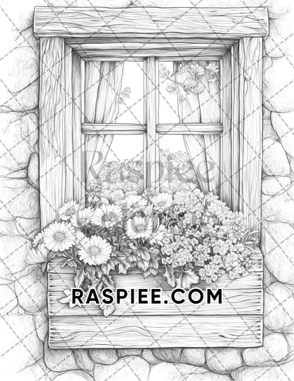 Fall Flowers Adult Coloring Pages Printable PDF Instant Download