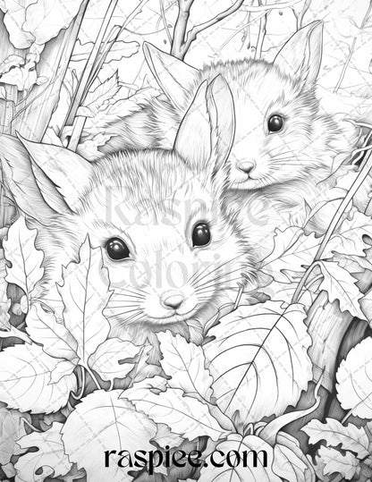 Autumn Vibes Grayscale Coloring Pages Printable for Adults, PDF File Instant Download