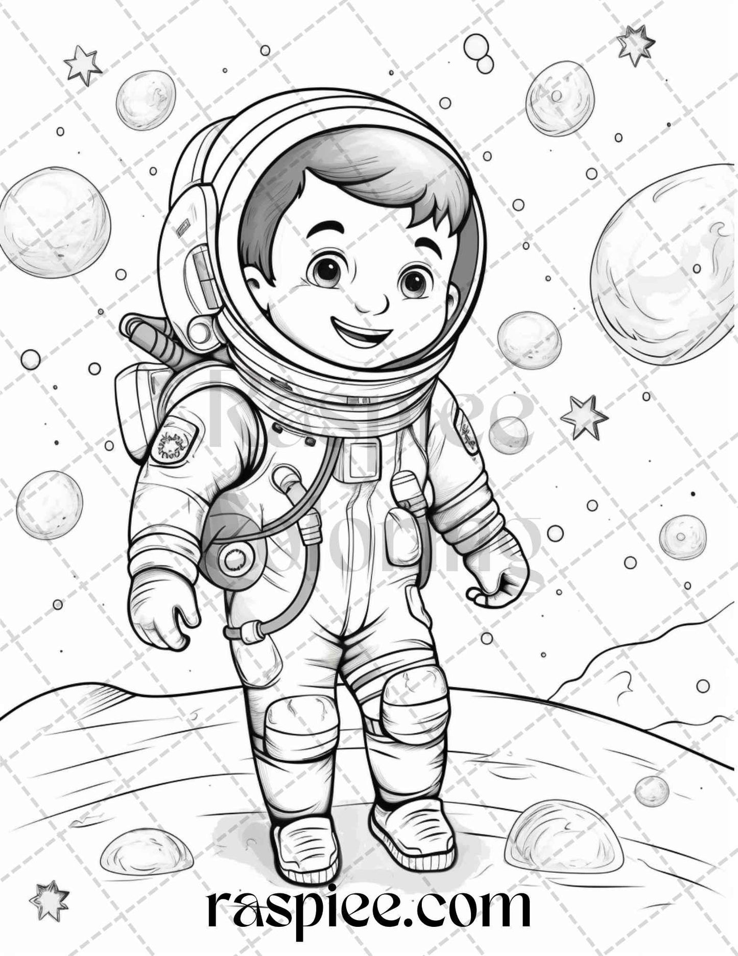 50 Cute Astronaut Adventures Coloring Pages Printable for Kids, PDF File Instant Download