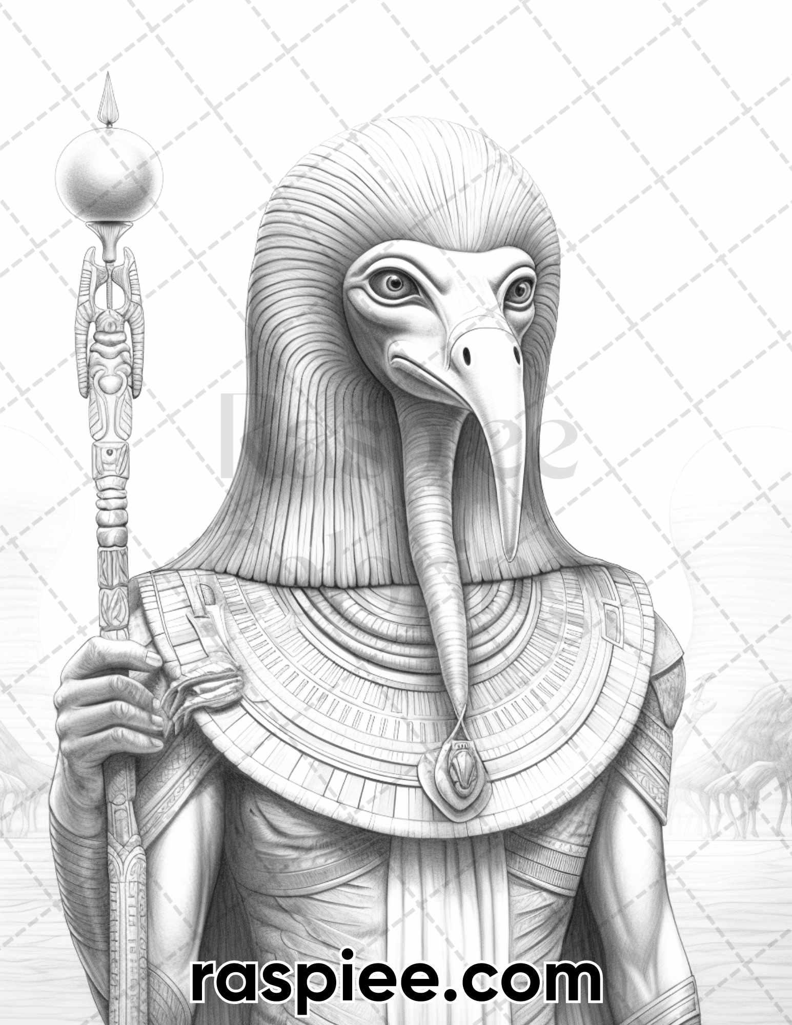 52 Mythology Gods Grayscale Coloring Pages for Adults, Printable PDF Instant Download