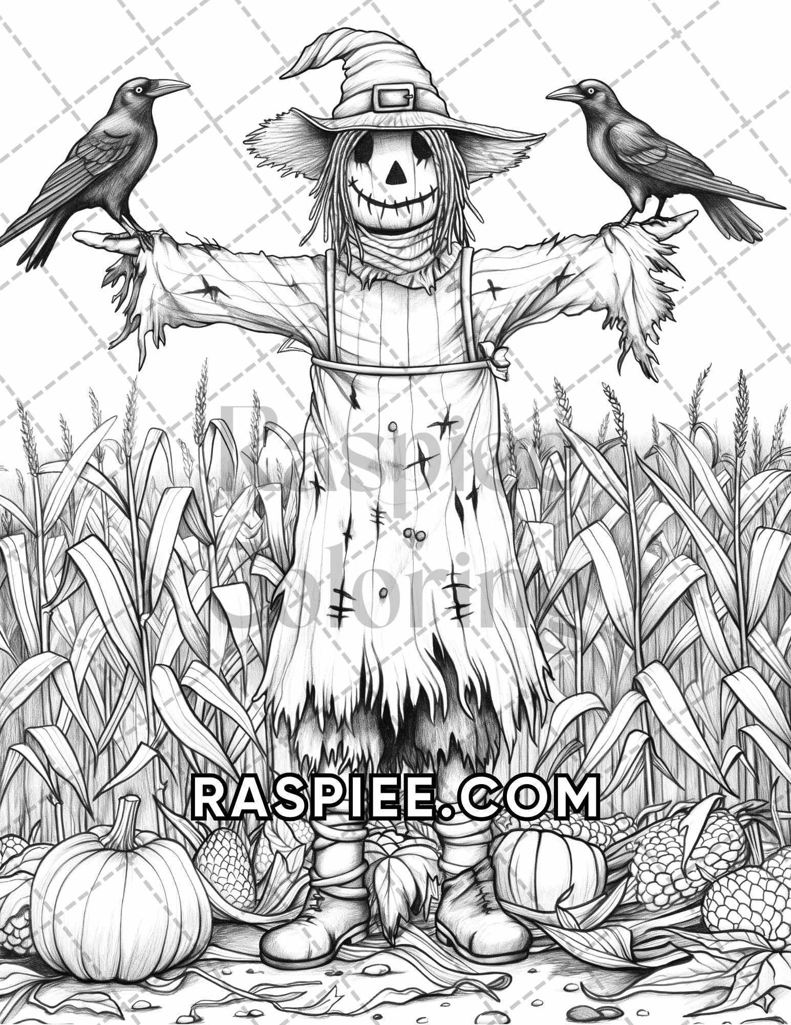 60 Relaxing Autumn Grayscale Adult Coloring Pages Printable PDF Instant Download