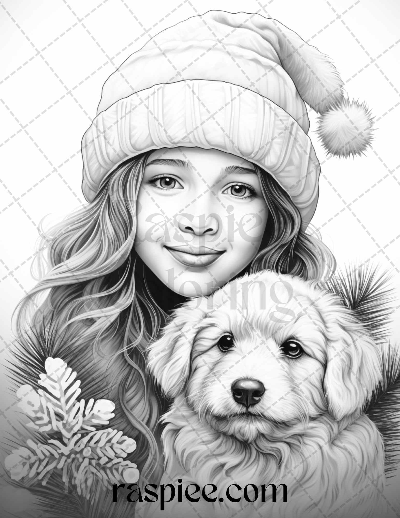 60 Beautiful Winter Girls Grayscale Coloring Pages Printable for Adults, PDF File Instant Download