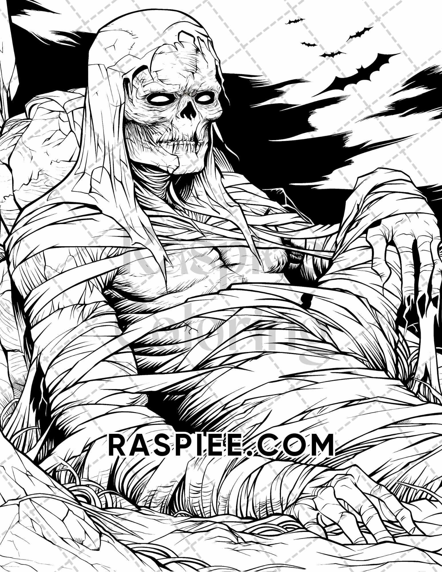 Freak Of Horror Halloween Adult Coloring Pages Printable PDF Instant Download
