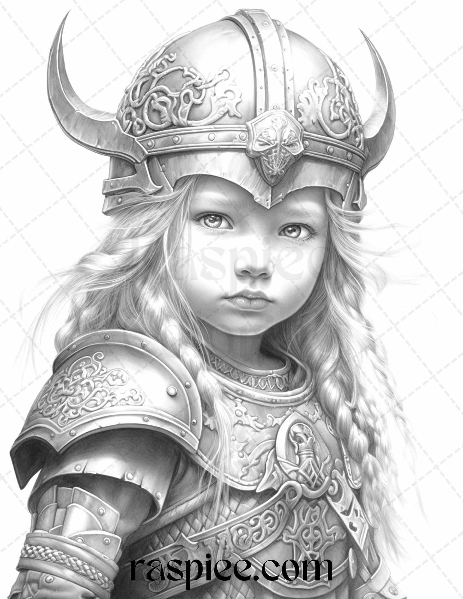 58 Little Viking Girls Boys Portrait Grayscale Coloring Pages Printable, PDF File Instant Download