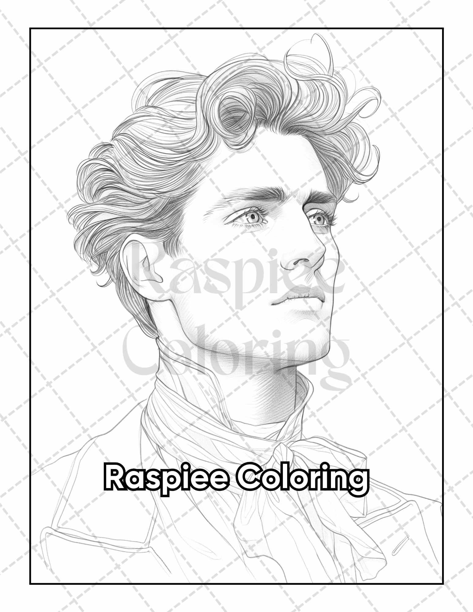 50 Victorian Portrait Adult Coloring Pages Printable PDF Instant Download