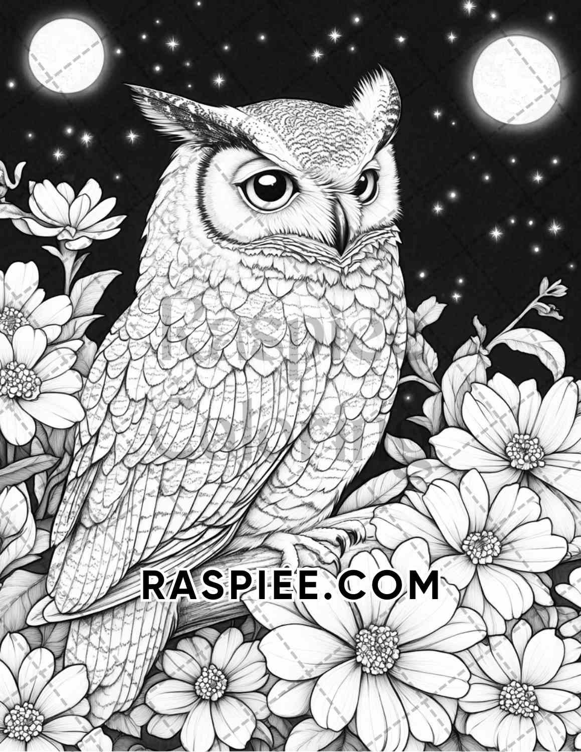 Flowers and Birds Adult Coloring Pages Printable PDF Instant Download