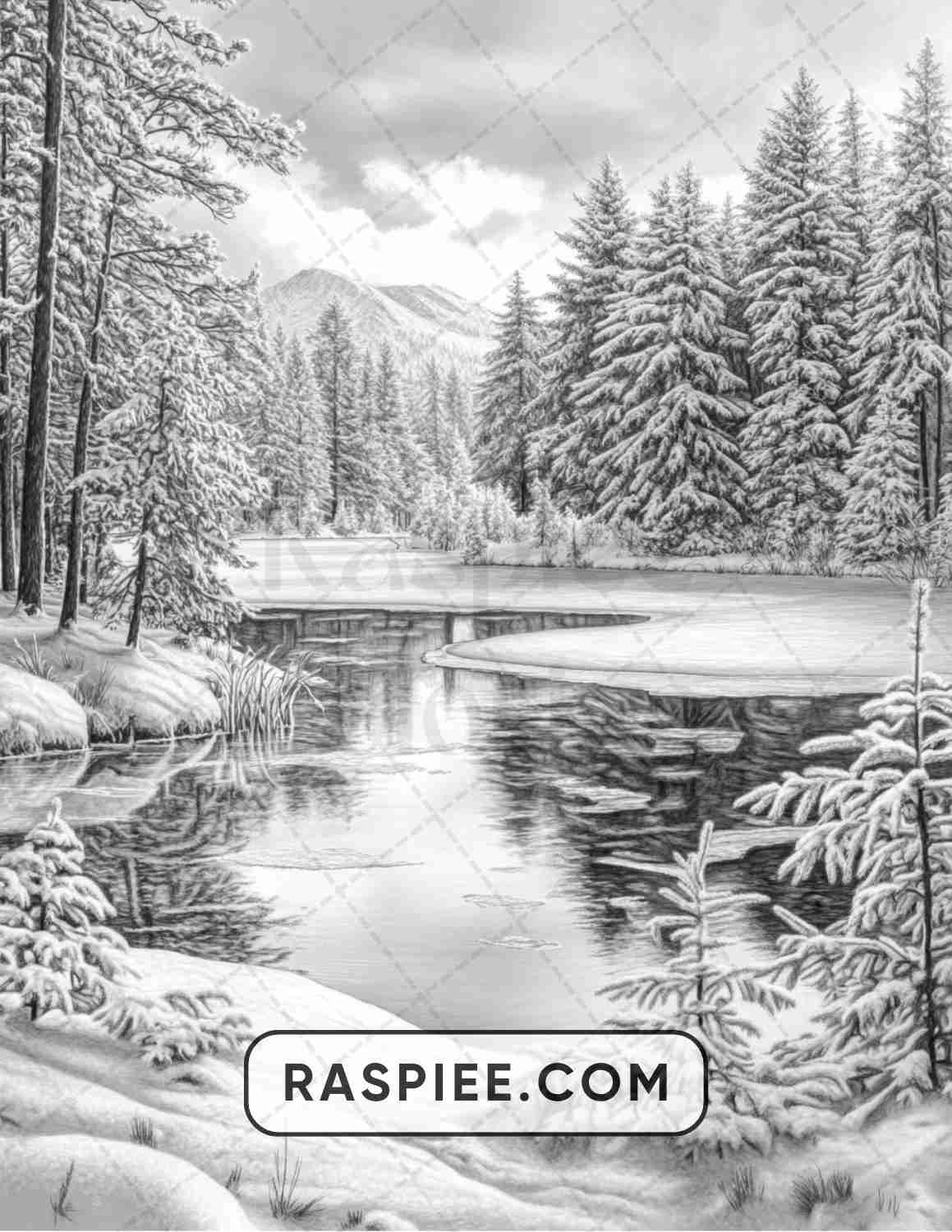 82 Winter Landscapes Adult Coloring Pages