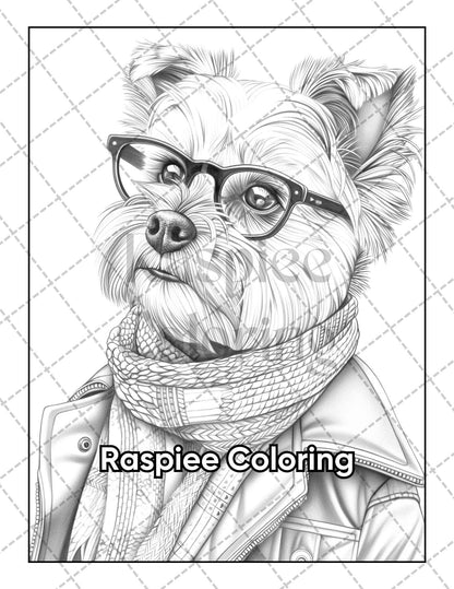 50 Dogs Dressed Up Adult Coloring Pages Printable PDF Instant Download