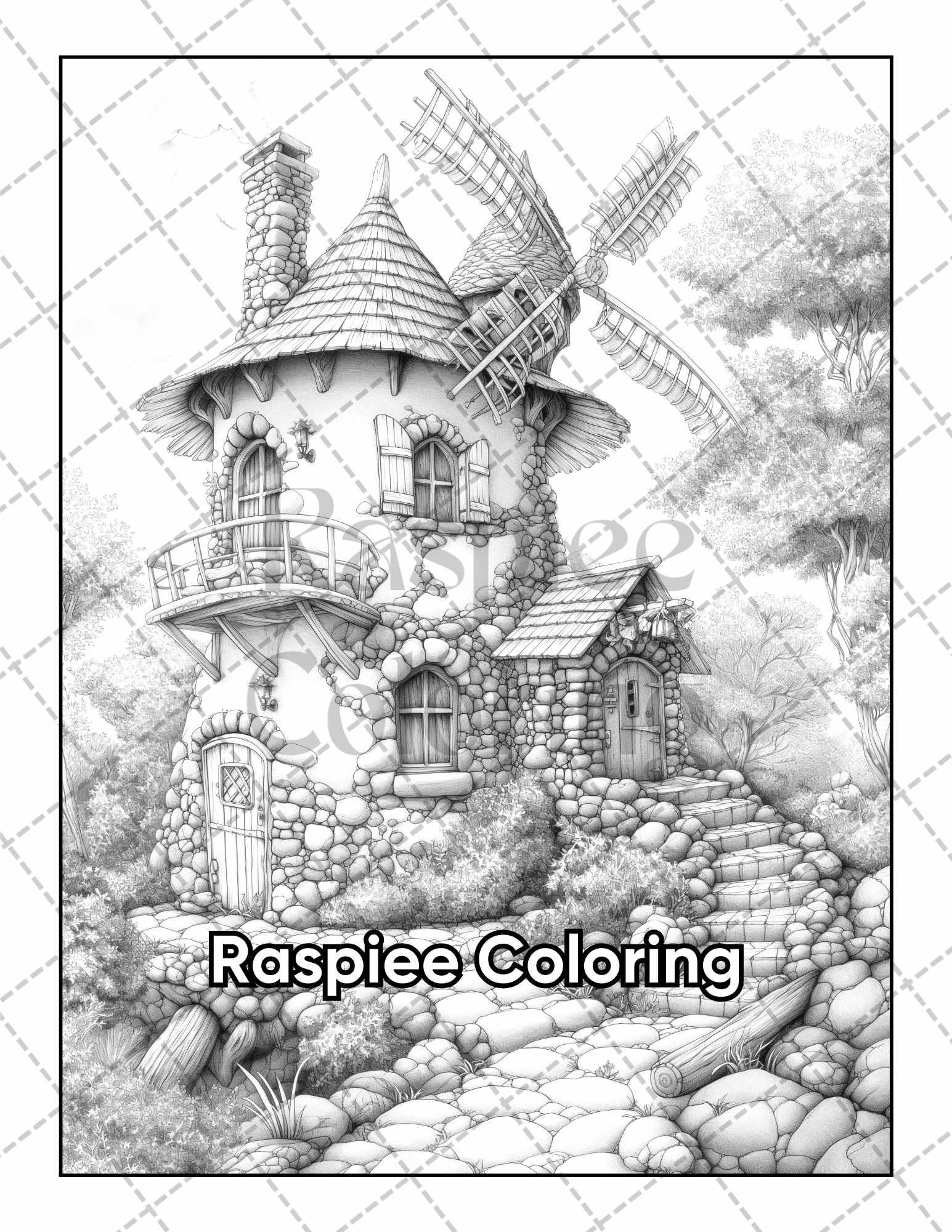 50 Fantasy Fairy Houses Adult Coloring Pages Printable PDF Instant Download