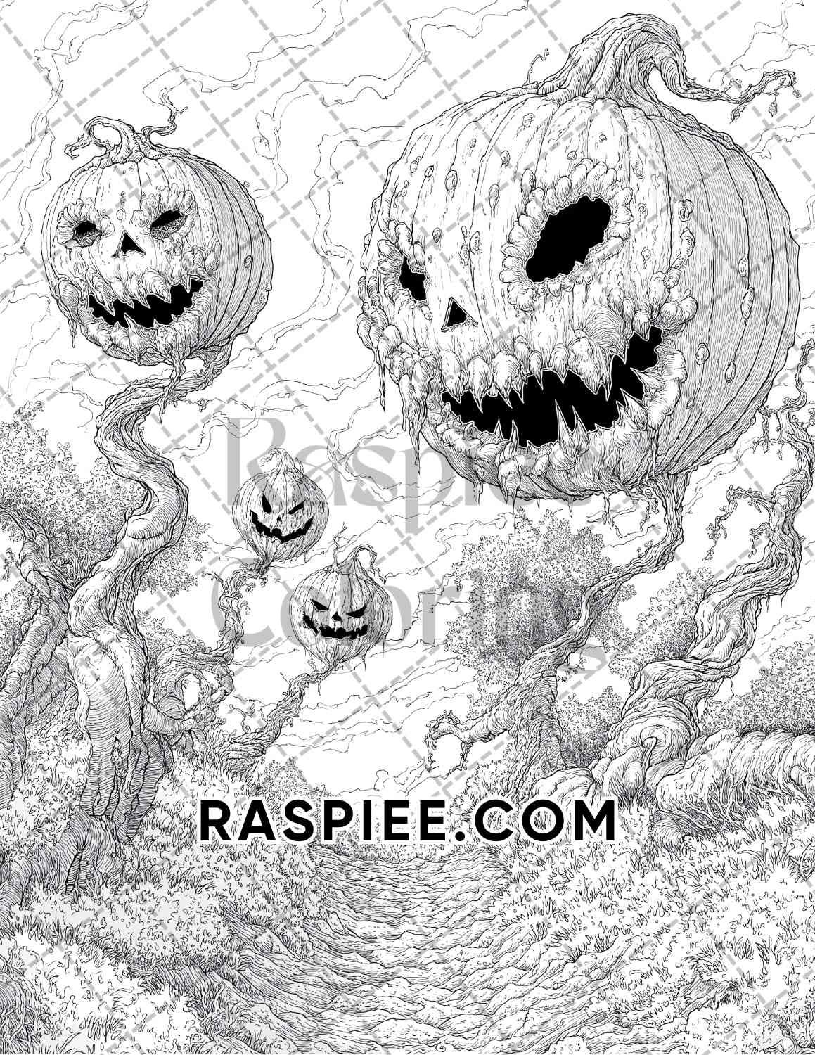 Halloween Surreal Adult Coloring Pages Printable PDF Instant Download