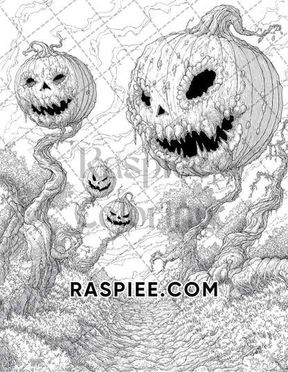 Halloween Surreal Adult Coloring Pages Printable PDF Instant Download