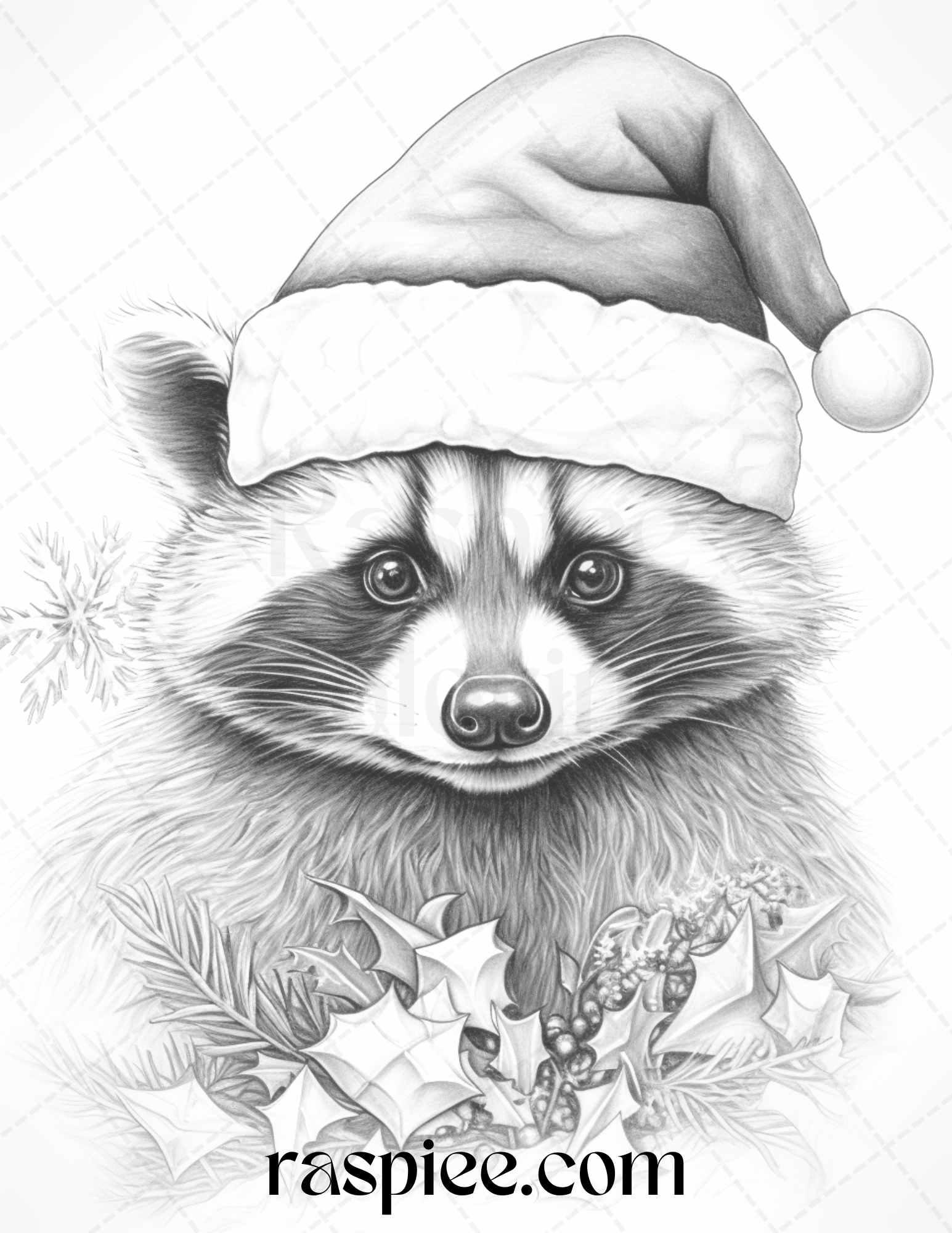 70 Christmas Animals Grayscale Coloring Pages Printable for Adults, PDF File Instant Download