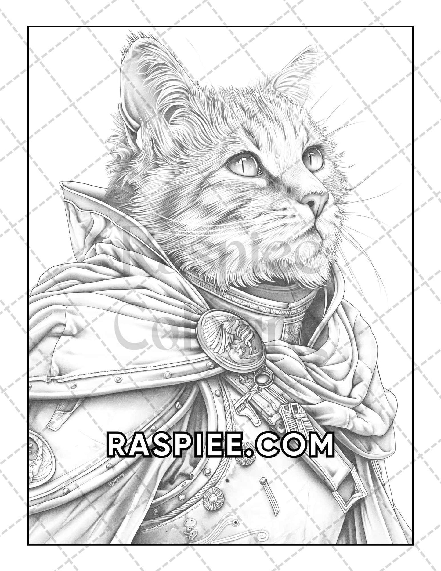 60 Cats Dressed Up Adult Coloring Pages Printable PDF Instant Download