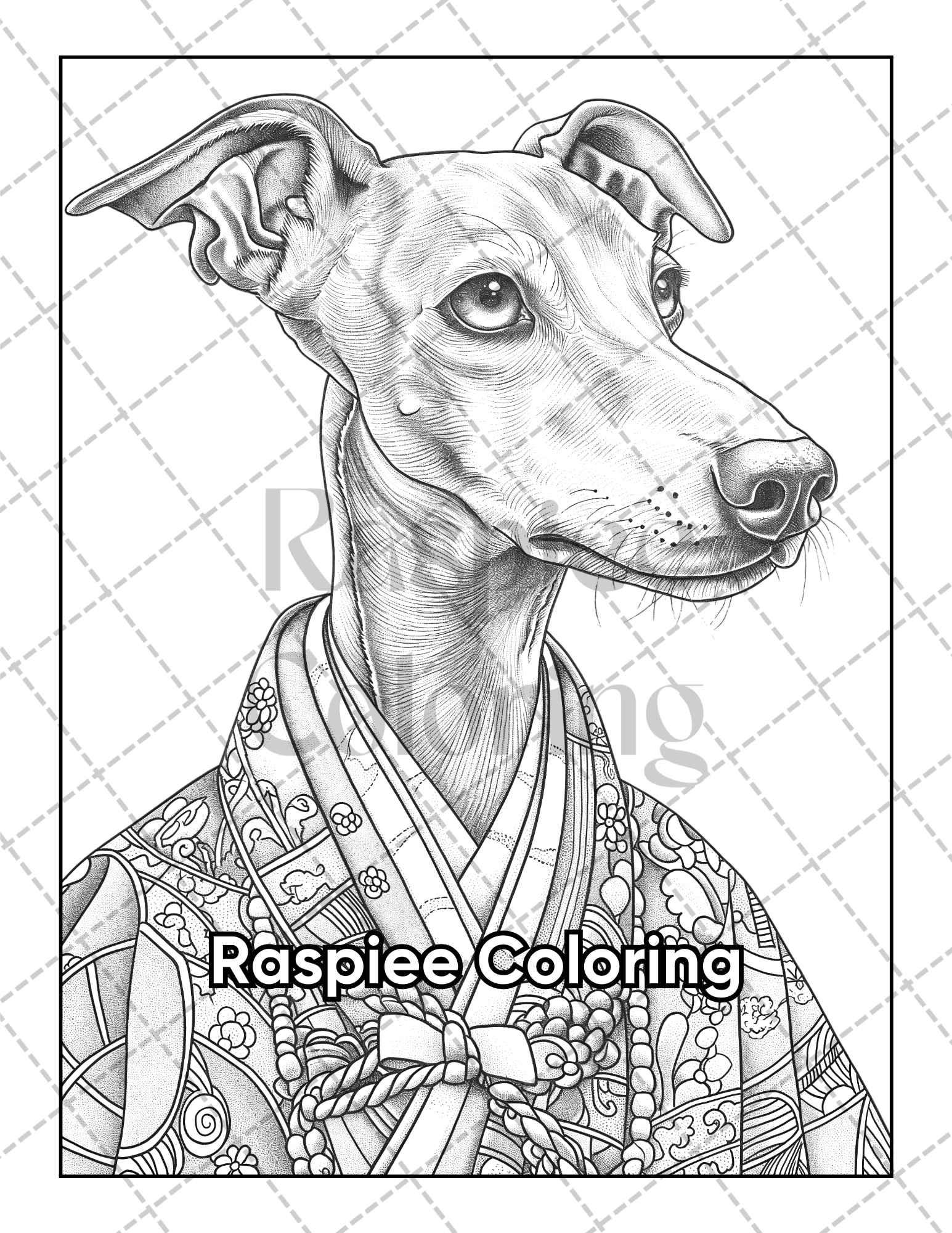 50 Dogs Dressed Up Adult Coloring Pages Printable PDF Instant Download