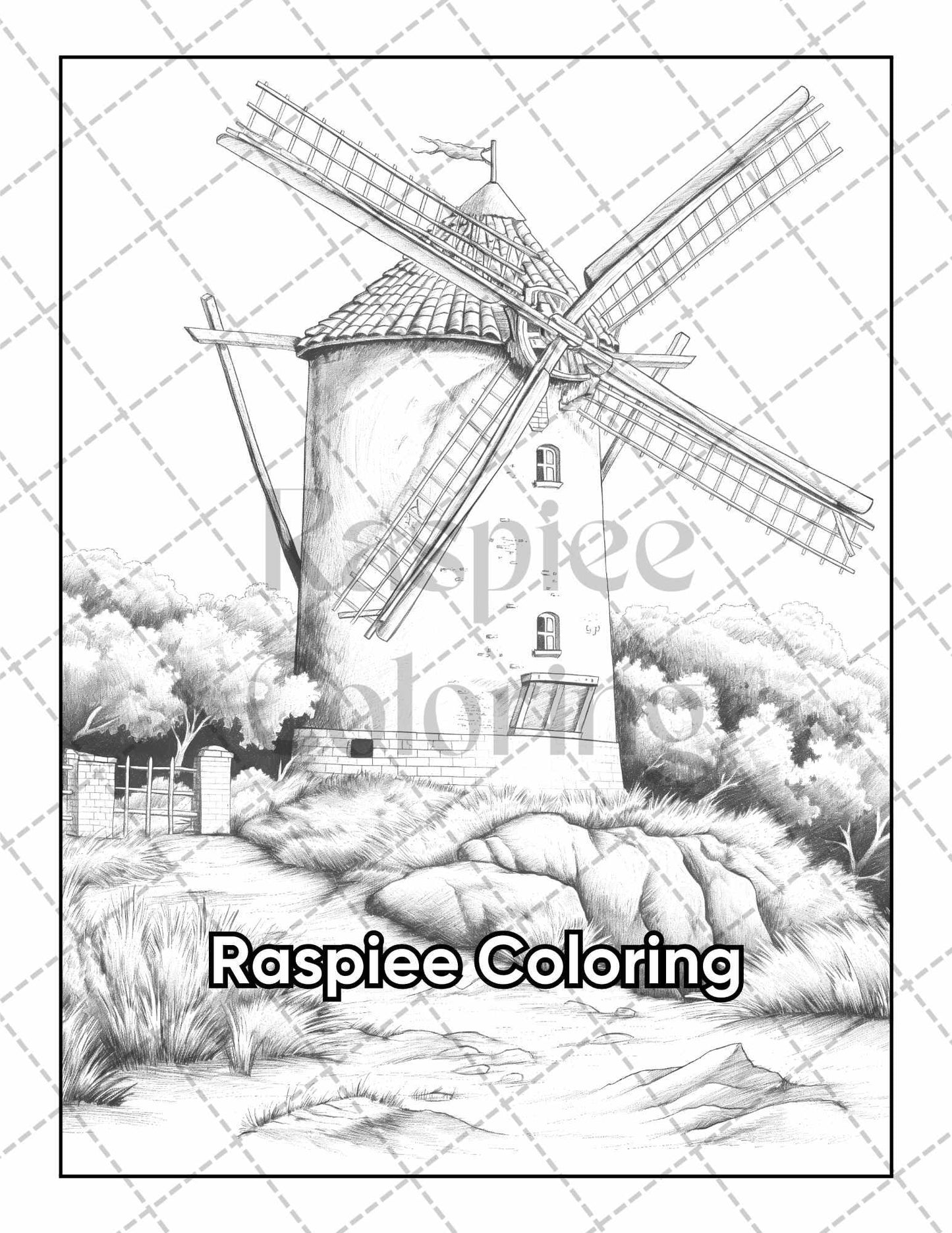 50 Country Farm Scenes Adult Coloring Pages Printable PDF Instant Download