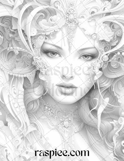 Phantom of the Opera Grayscale Coloring Pages Printable for Adults, PDF File Instant Download