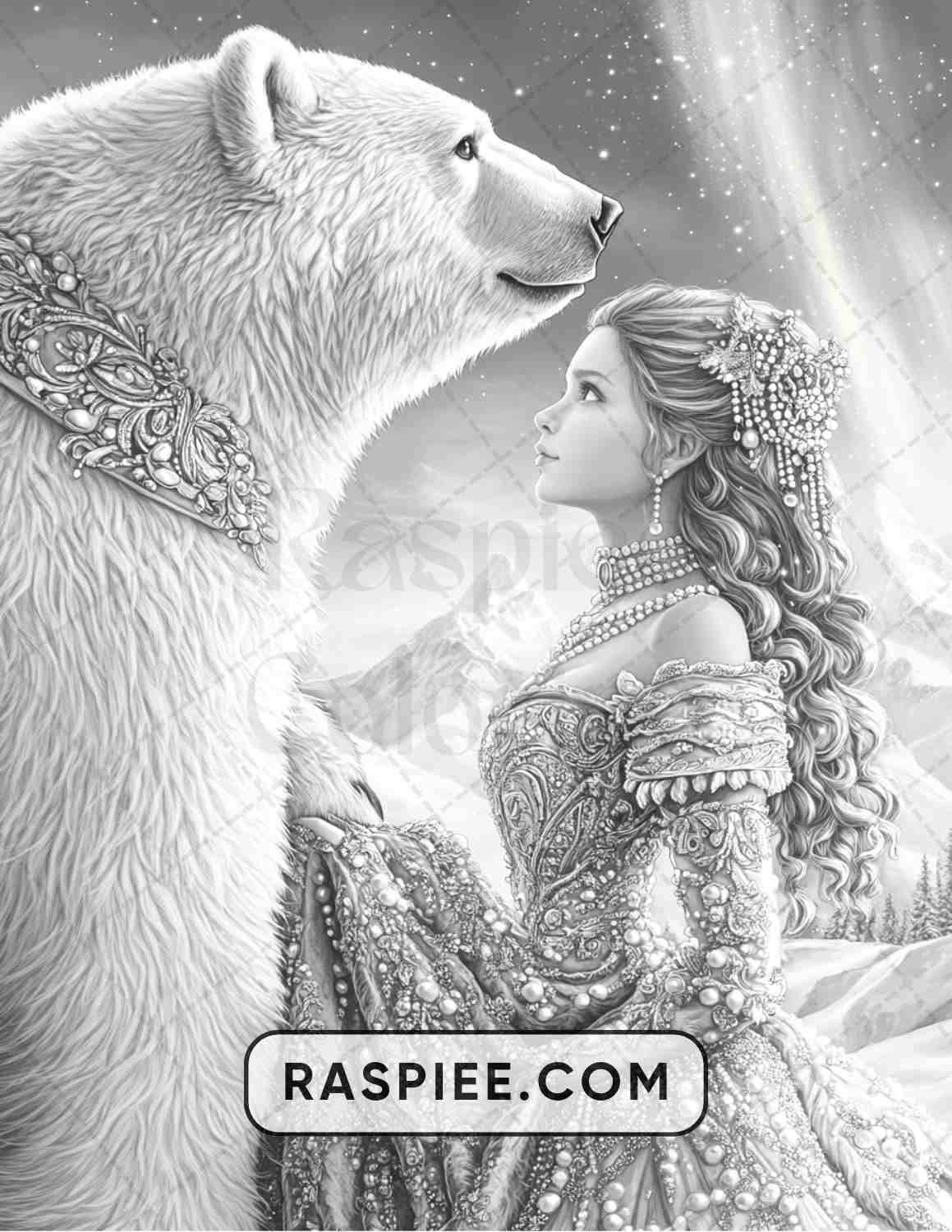 57 Winter Fairytale Portraits Adult Coloring Pages