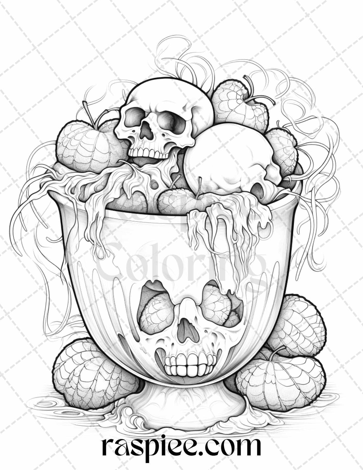 68 Halloween Spooky Desserts Grayscale Coloring Pages Printable for Adults, PDF File Instant Download