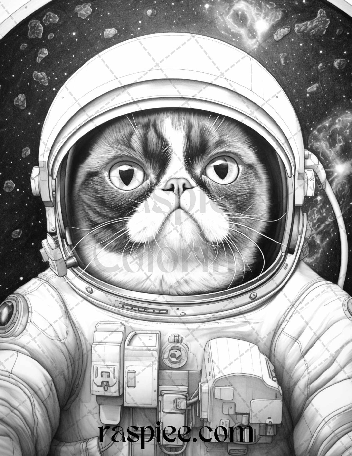 50 Grumpy Cat Grayscale Coloring Pages Printable for Adults, PDF File Instant Download