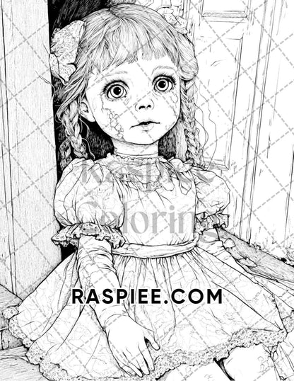 Nightmarish Creatures Halloween Adult Coloring Pages Printable PDF Instant Download