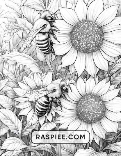 Insects and Flowers Adult Coloring Pages